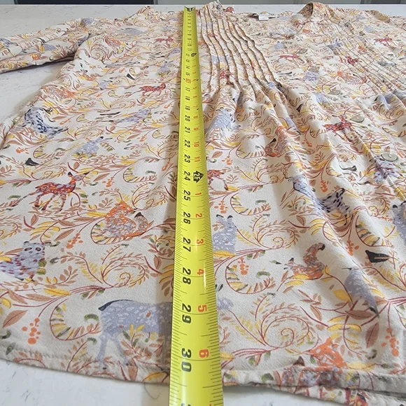 Coldwater Creek Pintuck Henley Tunic 2X Forest Animal Bunny Owl Deer Top - Picture 8 of 12